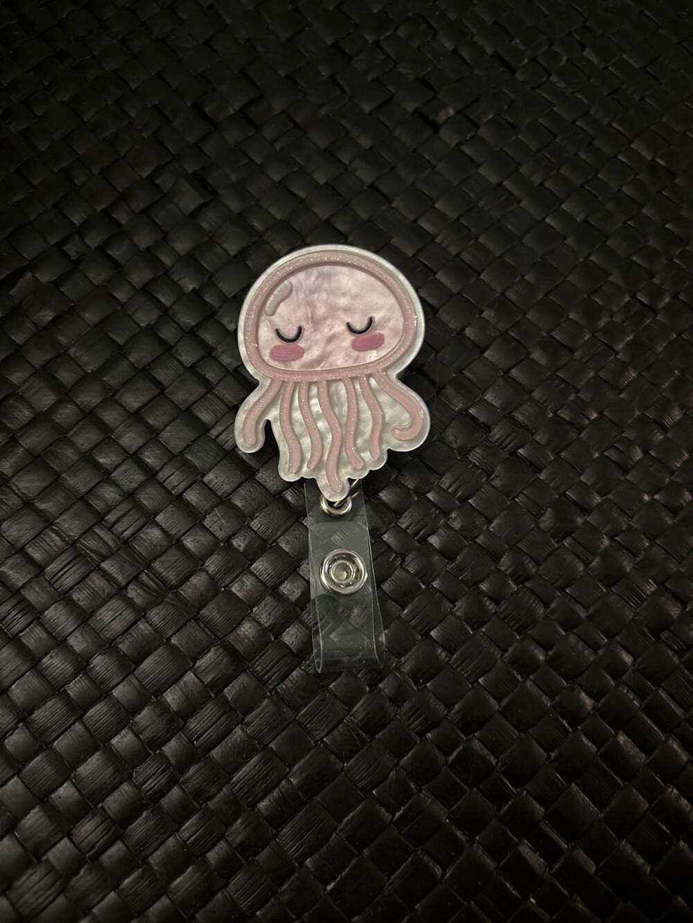 Pink Jellyfish Acrylic Retractable Badge Reel ID Holder